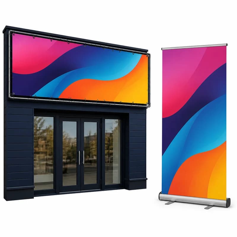 Vinyl banner for a storefront